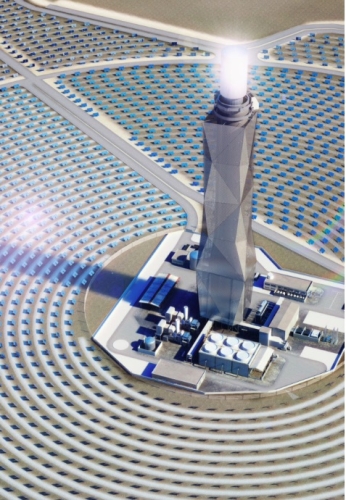 La future tour solaire dans le sud d’Israël (photo : GE Renewable Energy)