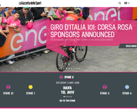 Le Giro d'Italia s’élancera pour la première fois de son histoire en Israël – un événement sportif de première importance pour le pays (photo : capture d’écran site Internet Giro d’Italia)