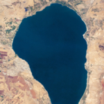 Photo satellite du lac de Tibériade (photo : NASA Earth Observatory).