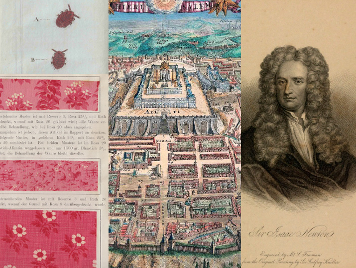 La bibliothèque nationale israélienne présente une exposition numérique de l’histoire de la teinture des tissus, de la cartographie et d’écrits de Newton (photo : bibliothèque nationale israélienne)